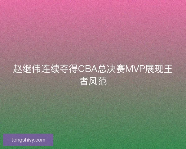 赵继伟连续夺得CBA总决赛MVP展现王者风范